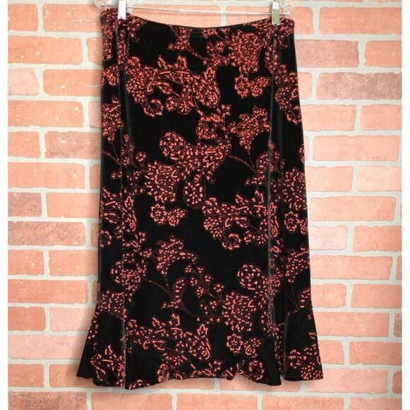 Vintage 90s Y2K Choices Woman Floral Velvet Skirt Size 1X Whimsigoth - Picture 4 of 8